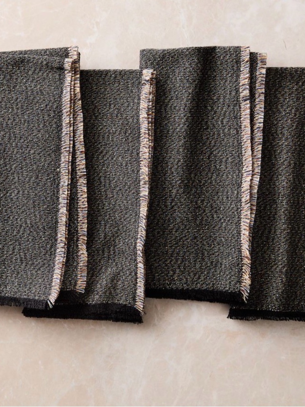 West Elm Niran Napkin Sets Black and Cream